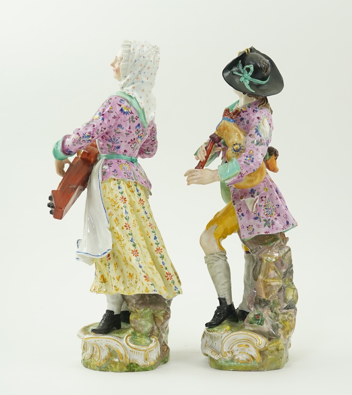 A pair of large Meissen figures of musicians, 19th century